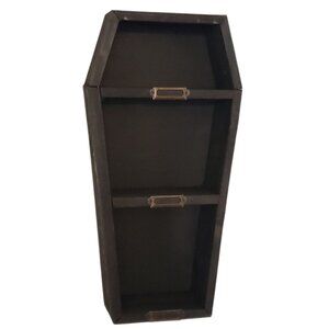 Decorative Black Cedar Coffin Shelf with Nameplates